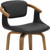 Black And Dark Brown Upholstered Faux Leather Dining Arm Chair
