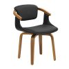 Black And Dark Brown Upholstered Faux Leather Dining Arm Chair