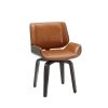 Brown And Black Upholstered Faux Leather Curved Back Dining Side Chair
