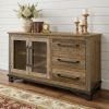 60" Brown Solid and Manufactured Wood Distressed Buffet Table