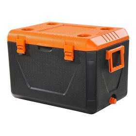 Portable Cooler, 63 QT Hard Cooler with Ice Retention, Heavy-Duty Handles and Cup Holder, Lightweight Rigid Material Insulated Portable Cooler
