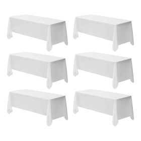 White Tablecloths for Rectangle Tables, 6 Pack, 70 x 120 Inches, Reusable and Machine Washable Table Clothes