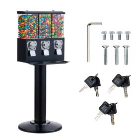 Commercial Vending Machine, Triple Compartment Candy Dispenser with Iron Stand, Gumball and Candy Machine for Business
