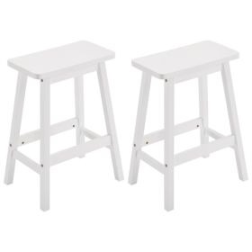 2pcs Pine Wood Saddle Seat Bar Stool White (Option: Defaulttitle)