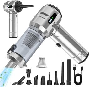 Handheld Car Vacuum Cleaner, 25000PA Strong Cyclonic Suction Portable Mini Vacuum Cordless with Digital Display Lightweight Handheld for Pet Hair (Color: Silver-upgraded Version)